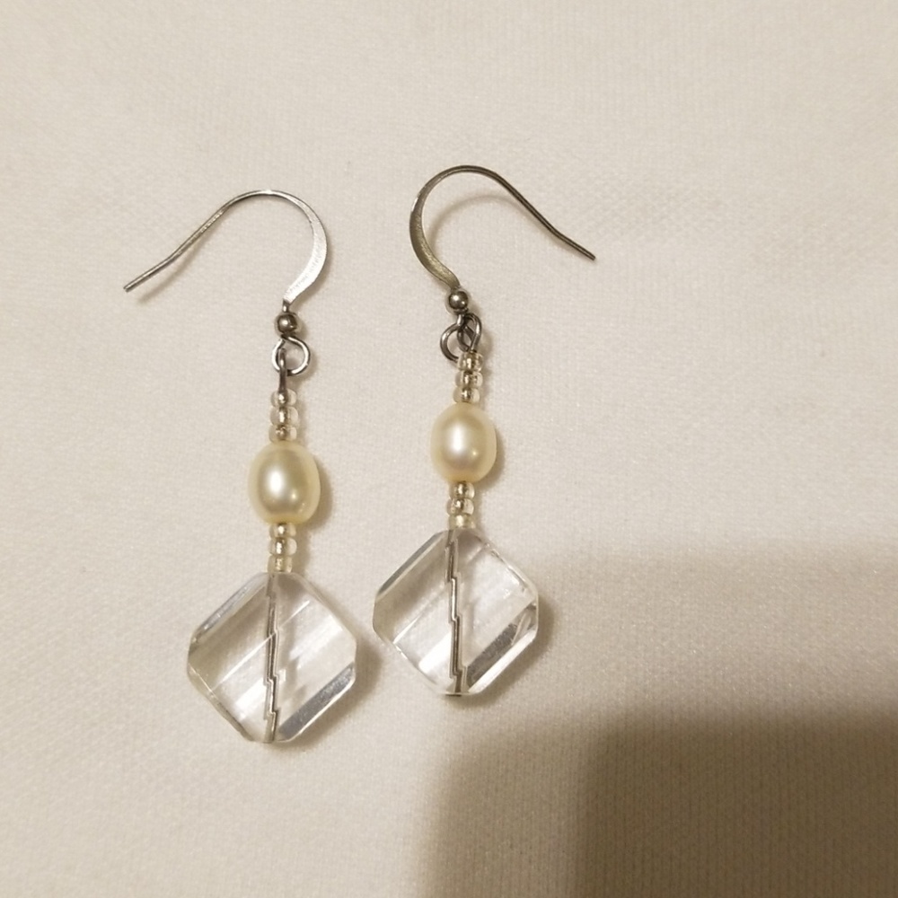 Pearl and crystal earrings
